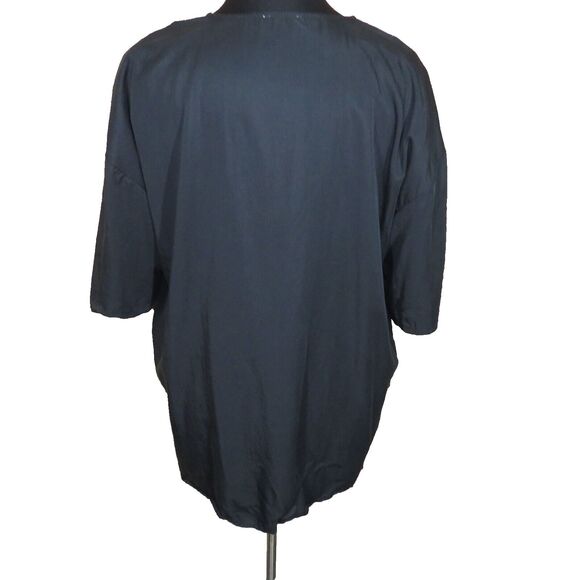 Terea By Andrea Pitter Black Button Front Short Sleeve Challis Top Plus Size 2X - Picture 4 of 8